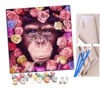 Peinture Par Numero pour Adulte und Enfant L'art animalier du gorille derrière l'osmanthus Débutants Kit de Bricolage Peinture à l'huile sur Toile avec Acrylique et Pinceaux 40 x 40cm (sans Cadre)