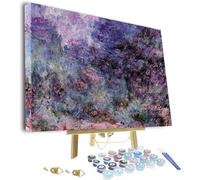 Peinture par numéro pour adultes, la maison vue du jardin de roses par Claude Monet encadrée et chevalet, kits de peinture par numéro pour adultes pour débutants sur toile,