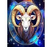 Peinture par numéro pour adultes sur toile,Signe astrologique Bélier dans un pictogramme polygonal,Les kits de peinture par numéros pour débutants comprennent des peintures acryliques et des pinceaux
