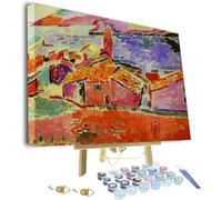Peinture par numéro pour adultes, vue de Collioure peinture par numéros par Henri Matisse pour adultes débutants, peinture par numéros pour cadeau, décoration murale encadrée et chevalet