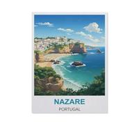 Peinture par Numero pour Enfants，Affiche de voyage vintage de Nazaré, Portugal，DIY Peinture à l'huile Peindre par Nombre Kits sur Toile à Faire soi-même avec Pinceaux（30x40cm）11.8x15.7 pouces-CA3