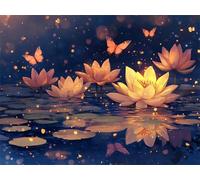 Peinture par Numéro Rêve Lotus, Peinture par Numero Adulte, Avec Pinceaux, Dessin de Pigment Acrylique, Activité Manuelle Adulte, Décoration Lntérieure, Cadeau Femme 40x50cm (sans Cadre) s0ji-324