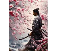 Peinture Par Numero Sakura samouraï, 30x40cm Peinture Au Numero, DIY Acrylique Kits De Peinture Au Numéro, Sans Cadre, Peinture Numero Pour Adulte Débutants Enfants Artistes Décoration Intérieure J565