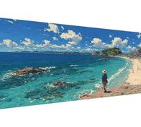 Peinture par Numero Sea Peinture Numero Enfant Plage DIY Kit Creatif Adulte Couleur Toile, Paint by Numbers for Adults avec Accessoires pour Décoration Murale, Cadeau 50x100cm (Avec Cadre) I-9213