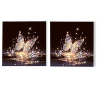Peinture par Numéros 2 Pièces Kit, Papillons De Cristal, Peinture Par Numéro Adulte, (Frameless) Peinture Acrylique Set, pour Débutants et Enfants, Loisirs Créatifs 35x35cm L5DY-700