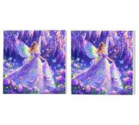 Peinture par Numéros 2 Pièces Kit, Papillons FéEs, Peinture Par Numéro Adulte, High Definition Canvas (Frameless) Peinture Acrylique Set, pour Débutants et Enfants, Loisirs Créatifs 35x35cm L5DY-757