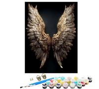Peinture par Numéros Adulte Ailes d'Ange Plume, Débutants DIY Kit Peinture Numero, Adultes Artisanat pour Loisirs CréAtifs d'art, avec Pinceaux Acryliques, Décoration Maison Cadeau 50 x 70 cm BJHWK296