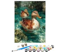 Peinture par Numéros Adulte Animal Canard, Débutants DIY Kit Peinture Numero avec Cadre, Artisanat Loisirs CréAtifs d'art, avec 3 Pinceaux e Acryliques, Décoration Maison Cadeau 100x135cm BJHDK104