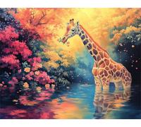 Peinture par Numéros Adulte Animal, DIY Activité Manuelle Adulte, Toile 100x135cm, Kits de Peinture au Numéro avec Peintures et Pinceaux, Numero d'art pour Décor D'intérieur, Girafe, Sans Cadre x-z74