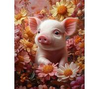 Peinture par Numéros Adulte Animal, DIY Activité Manuelle Adulte, Toile 40x55cm, Kits de Peinture au Numéro avec Peintures et Pinceaux, Numero d'art pour Décor D'intérieur, Cochon, Sans Cadre x-z605
