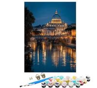 Peinture par Numéros Adulte Basilique Saint-Pierre Paysage, Débutants DIY Kit Peinture Numero avec Cadre, Artisanat Loisirs CréAtifs, 3 Pinceaux e Acryliques, Décoration Maison Cadeau 50x70cm BJHDK348