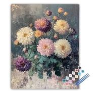 Peinture par Numéros Adulte Chrysanthème, Peinture Numero Adulte Rose, Paint by Numbers Loisirs Créatifs DIY Kits, Avec Pinceaux et Acrylique pour Decoration Maison 100x135 cm Sans Cadre fQ-1236