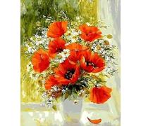 Peinture par numéros Adulte Coquelicot 40 x 50 cm Peinture par numéros Bricolage Huile Acrylique Toile Image Décoration Nature Morte 1 pièce