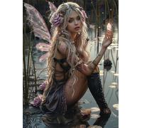 Peinture par Numéros Adulte Elfes, DIY Fées Peinture Numero Enfant, Bricolage Peinture Numero Adultes Loisirs Créatifs, Acryliques Paintings avec Peintures et Pinceaux, Decoration Chambre 40x50cm-Y821