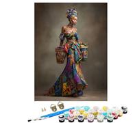 Peinture par Numéros Adulte Femme Indienne, Débutants DIY Kit Peinture Numero, Adultes Artisanat pour Loisirs CréAtifs d'art, avec Pinceaux Acryliques, Décoration Maison Cadeau 50 x 70 cm BJHWK19