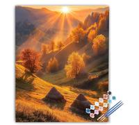 Peinture par Numéros Adulte Ferme, Peinture Numero Adulte Coucher De Soleil, Paint by Numbers Loisirs Créatifs Adultes DIY Avec Pinceaux et Acrylique pour Decoration Maison 30x40 cm Sans Cadre fQ-1628