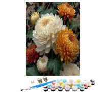 Peinture par Numéros Adulte Fleur ChrysanthèMe, Débutants DIY Kit Peinture Numero, Adultes Artisanat pour Loisirs CréAtifs d'art, avec Pinceaux Acryliques, Décoration Maison Cadeau 50 x 70 cm BJHWK15