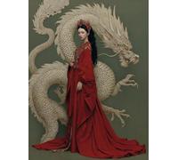 Peinture par Numéros Adulte Kit DIY Fille Dragon avec Pinceaux Peintures Acryliques Toile 70x90cm Sans Cadre Facile à Réaliser Débutants Enfants Décoration Murale Maison Cadeau Créatif Relaxant F-715