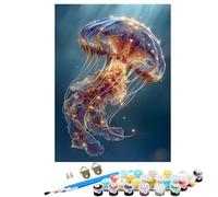 Peinture par Numéros Adulte La Vie Marine MéDuse, Débutants DIY Kit Peinture Numero Adultes Artisanat Loisirs CréAtifs d'art, avec Pinceaux e Acryliques, Décoration Maison Cadeau 50 x 70 cm BJHWK252