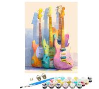 Peinture par Numéros Adulte Musique Guitare, Débutants DIY Kit Peinture Numero avec Cadre, Artisanat Loisirs CréAtifs d'art, avec 3 Pinceaux e Acryliques, Décoration Maison Cadeau 100x135cm BJHDK181
