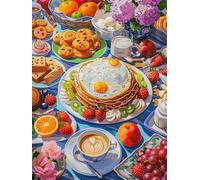 Peinture par Numéros Adulte Nourriture, Kit de Peinture à l'huile sur Toile Bricolage pour Enfant avec pinceaux Peinture de Dessin de Pigment Acrylique, Peinture Numero Café 45x60cm (Sans Cadre) T-145