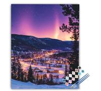 Peinture par Numéros Adulte Petite Ville, Peinture Numero Adulte Aurore, Paint by Numbers Loisirs Créatifs DIY Kits, Avec Pinceaux et Acrylique pour Decoration Maison 50x70 cm Sans Cadre f2-2506