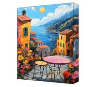 Peinture par Numéros Adulte Plage 5D Peinture Numero Enfant Toile 20x30cm avec Acryliques et Pinceaux, Activite Manuelle Adulte Kit, Loisirs Créatifs DIY Décoration Maison cabine (Sans Cadre) G-235