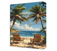 Peinture par Numéros Adulte Plage 5D Peinture Numero Enfant Toile 40x55cm avec Acryliques et Pinceaux, Activite Manuelle Adulte Kit, Loisirs Créatifs DIY Décoration Maison Arbre (Sans Cadre) G-228