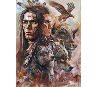 Peinture par Numéros Adultes DIY, Indianer Peinture par Numéros Wolf Peinture Numero Petite 20x30cm, Loisirs Créatifs Adultes Paint by Numbers, Livrée avec Peinture et Pinceau, Decoration Chambre