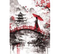Peinture par Numéros Adultes DIY, Japan Peinture par Numéros Landschaf Peinture Numero Petite 20x30cm, Loisirs Créatifs Adultes Paint by Numbers, Livrée avec Peinture et Pinceau, Decoration Chambre