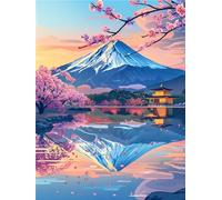 Peinture par Numéros Adultes, Fuji-Berg Peinture par Numéros Kirschblü Peinture Numero Petite 40x50cm, Loisirs Créatifs Adultes Paint by Numbers, Livrée avec Peinture et Pinceau, Decoration Chambre