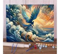 Peinture par Numéros Ange des vagues abstraites DIY Peinture Acrylique pour Adultes Débutants avec Pinceaux Kit de Peinture à l'huile sur Toile pour Décoration Murale Maison,avec Cadre 30x40 cm