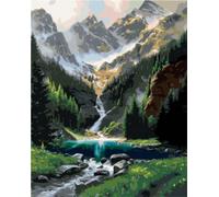 Peinture par numéros avec cadre Images à peindre - Paysage de montagne, chalet de montagne 40x50 cm
