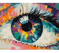 Peinture par numéros avec cadre - Oeil arc-en-ciel 50x40 cm