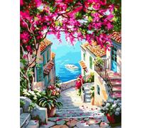 Peinture par numéros avec cadre Tableaux à peindre - Paysage, escalier vers la mer 40x50 cm