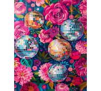 Peinture par numéros Boule disco adulte avec fleurs sur toile 40 x 50 cm | Peinture par numéros Kit de relaxation DIY Décoration murale pour débutant Cadeau