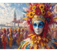 Peinture par numéros, carnaval à Venise en plein essor, artisanat pour adultes peinture par numéros kits, artisanat d'art pour la décoration de la maison (pas de cadre, 40 x 50 cm)