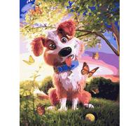 Peinture par numéros chien et papillons