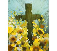 Peinture par numéros Croix de fleurs chrétiennes 40x50 cm