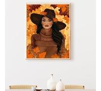 Peinture par Numéros DIY Kit 30x40 cm pour Adultes Enfants -sans Femme feuilles DIY Peinture à l'huile par Numéros sur Toile Artisanat avec Pinceaux Paint Acryliques Décoration Cadeau PjY3576 8-8