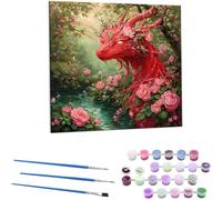 Peinture par Numéros DIY Kit30x30 cm pour Adultes Enfants -sans Cadre Dragon de la forêt DIY Peinture à l'huile par Numéros sur Toile Artisanat avec Pinceaux Peintures Acryliques Décor Cadeau B-721