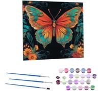 Peinture par Numéros DIY Kit70x70 cm pour Adultes Enfants -sans Cadre Papillons colorés DIY Peinture à l'huile par Numéros sur Toile Artisanat avec Pinceaux Peintures Acryliques Décoration Cadeau B-60