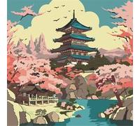 Peinture par numéros Enjoy Art Pagode à Hanami Multicolore G
