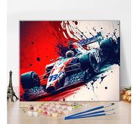 Peinture par Numéros F1 - Aquarelle pour Adultes Débutants, Art Abstrait de Voiture de Course sur Toile - Formule 1 avec Pinceaux, Acrylique et Huile - Décoration