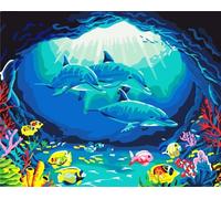 Peinture par numéros - Famille de dauphins 40x50cm