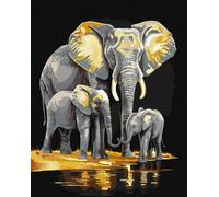 Peinture par numéros - Famille d'éléphants 40x50cm
