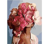 Peinture par numéros - Femme avec des fleurs 40 x 50 cm