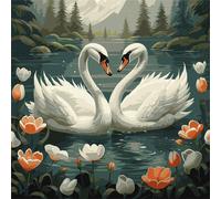 Peinture par numéros - Fidélité du cygne 40x40cm