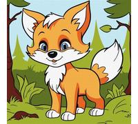 Peinture par numéros - Fluffy Fox Kids 25x25cm