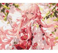 Peinture par numéros Images à peindre - Dame dans le jardin d'Anime 50x40 cm